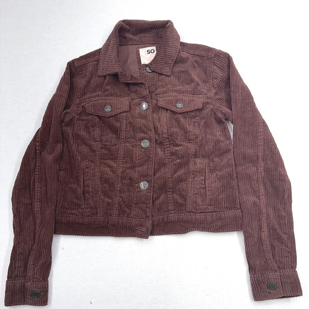 SO Junior's XS Brown Cozy Corduroy Long Sleeve Button Jacket Vintage Y2K NWT